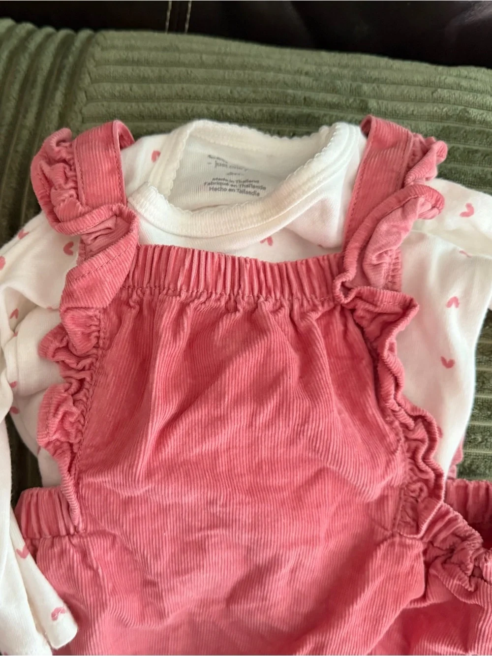 Carters Pink Corduroy Overalls Set & Floral Pink Footed One-Piece Set for Kids